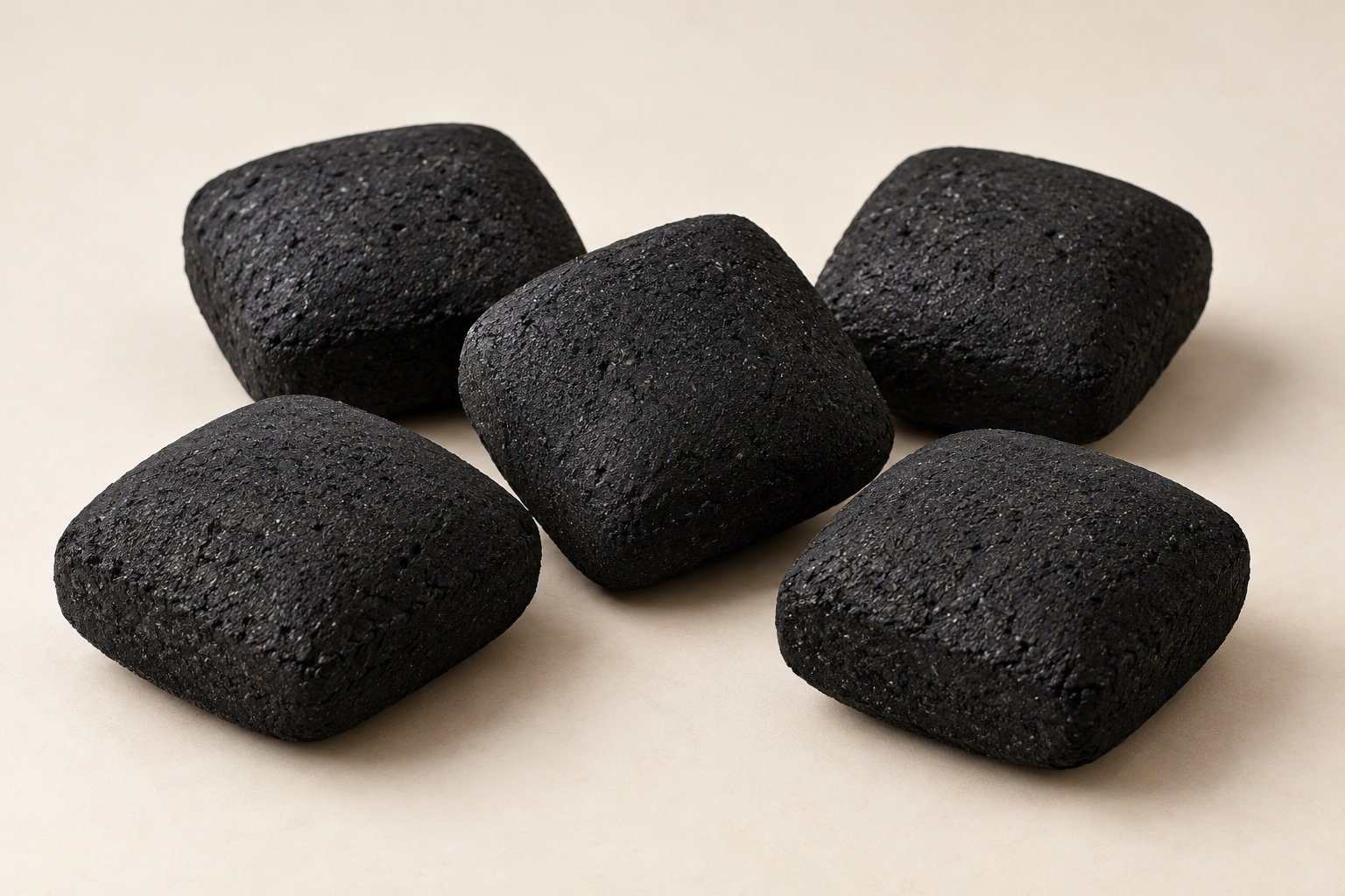 BBQ pillow coconut-shell charcoal briquettes, unlit